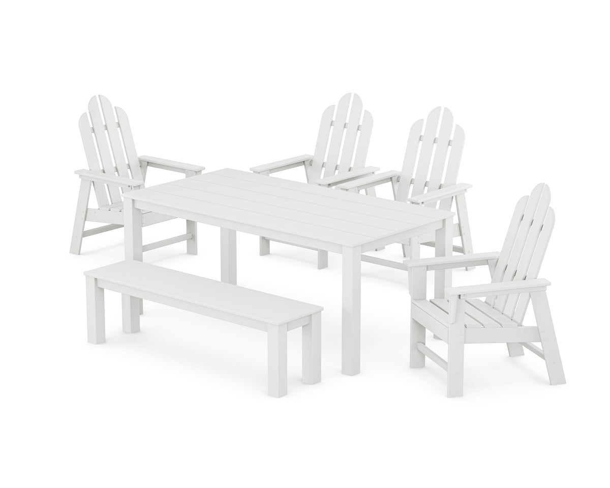 POLYWOOD Long Island 6-Piece Parsons Dining Set with Bench in White