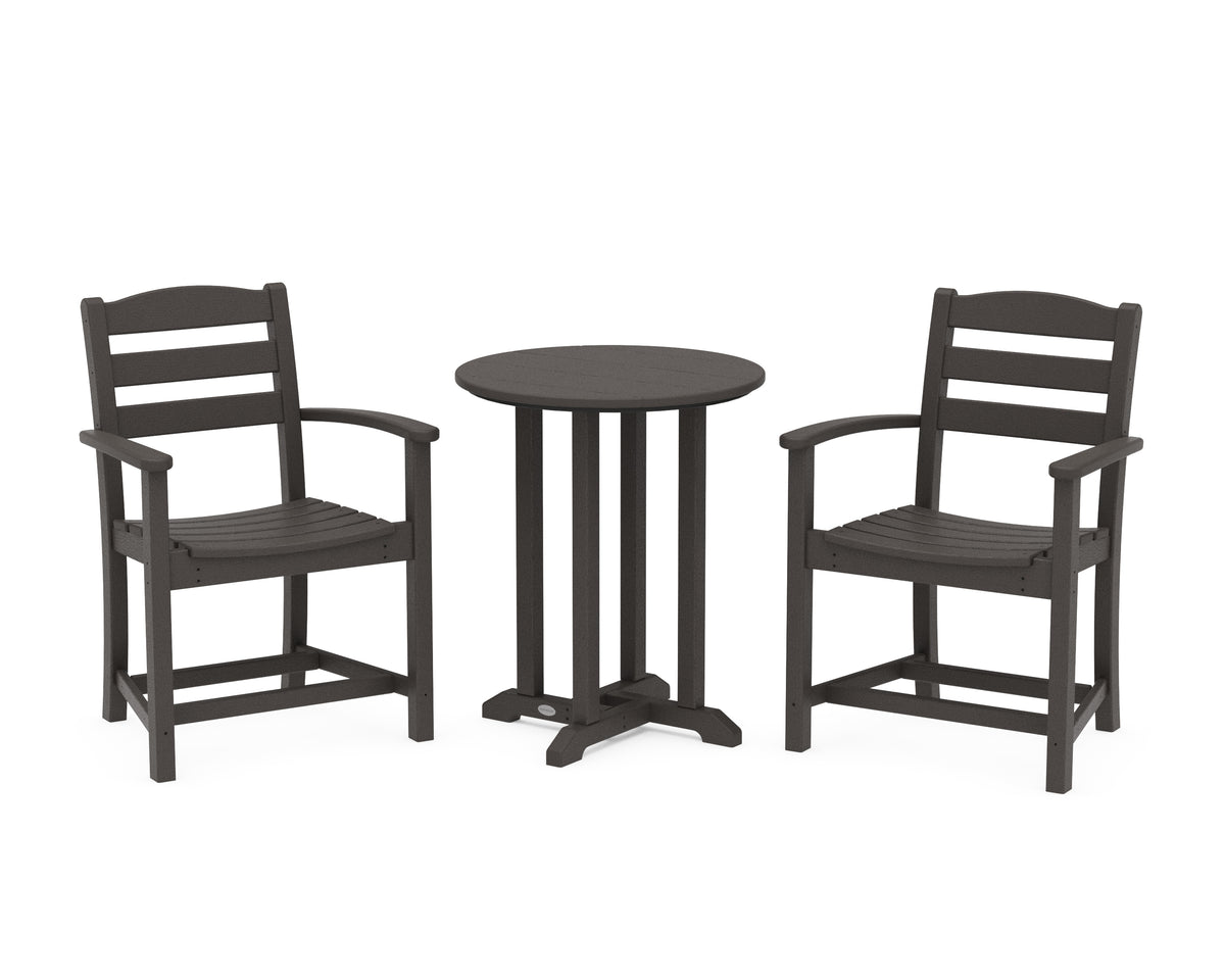 POLYWOOD La Casa Café 3-Piece Round Bistro Dining Set in Vintage Coffee
