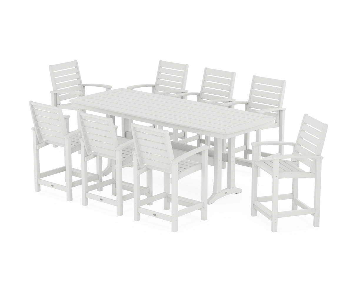 POLYWOOD Signature 9-Piece Counter Set with Trestle Legs in White