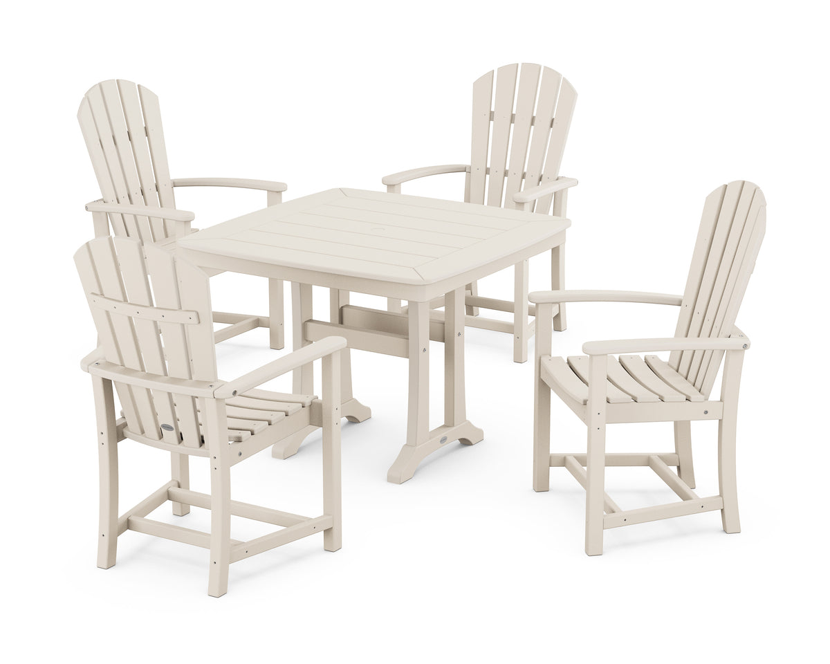 POLYWOOD Palm Coast 5-Piece Dining Set with Trestle Legs - 37" Table in Sand