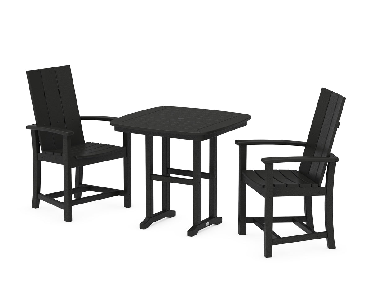 POLYWOOD Modern Adirondack 3-Piece Dining Set - 31" Table in Black
