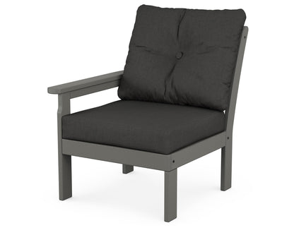 POLYWOOD Vineyard Modular Left Arm Chair in Slate Grey / Spectrum Carbon