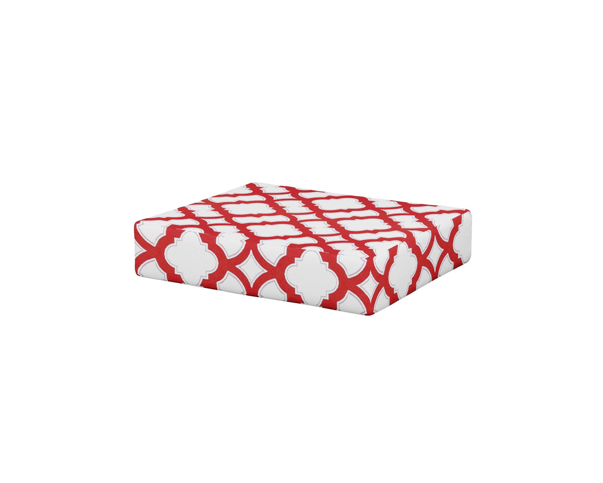 POLYWOOD Acadia Ottoman Cushion in Trellis Crimson