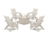 POLYWOOD 5-Piece Modern Grand Adirondack Conversation Set with Fire Pit Table in Sand