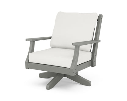 POLYWOOD Wovendale Deep Seating Swivel Chair in Slate Grey / Natural Linen