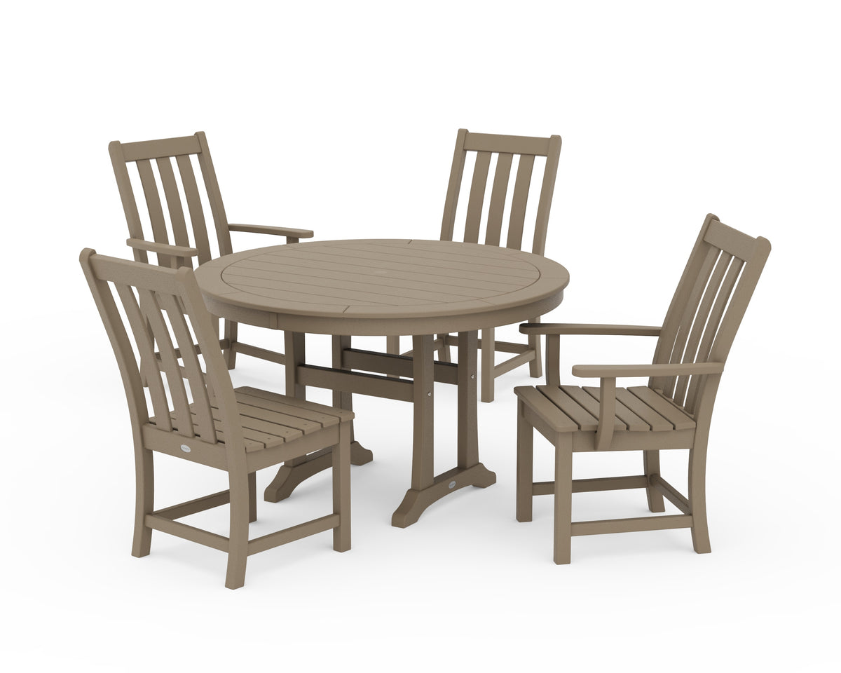 POLYWOOD Vineyard 5-Piece Nautical Trestle Dining Set in Vintage Sahara