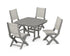 POLYWOOD Coastal Folding Side Chair 5-Piece Dining Set with Nautical 44" Dining Table in Slate Grey / Birch