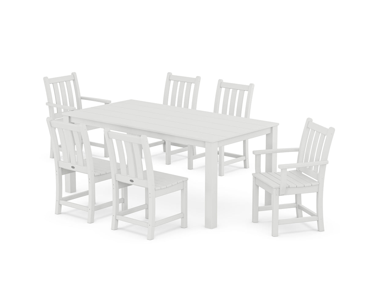 POLYWOOD Traditional Garden 7-Piece Parsons Dining Set in White