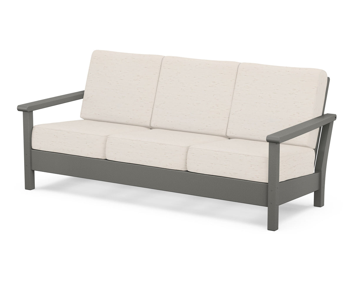 POLYWOOD Harbour Deep Seating Sofa in Slate Grey / Frequency Parchment