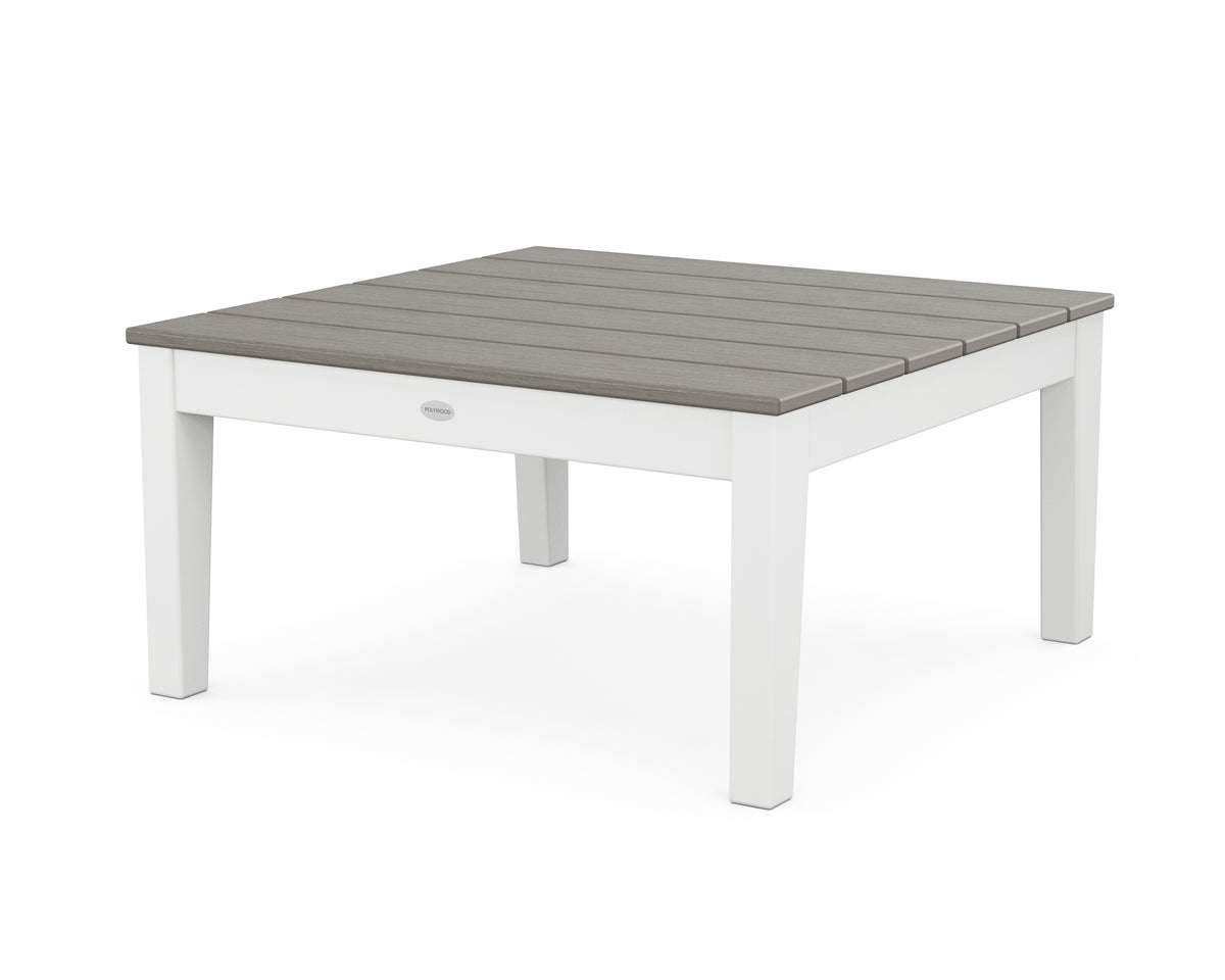 POLYWOOD Newport 36" Conversation Table in White / Driftwood