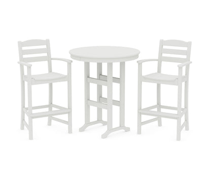 POLYWOOD La Casa Café 3-Piece Round Farmhouse Bar Set in Vintage White