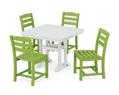 POLYWOOD La Casa Café Side Chair 5-Piece Dining Set with Trestle Legs - 37" Table in Lime / White