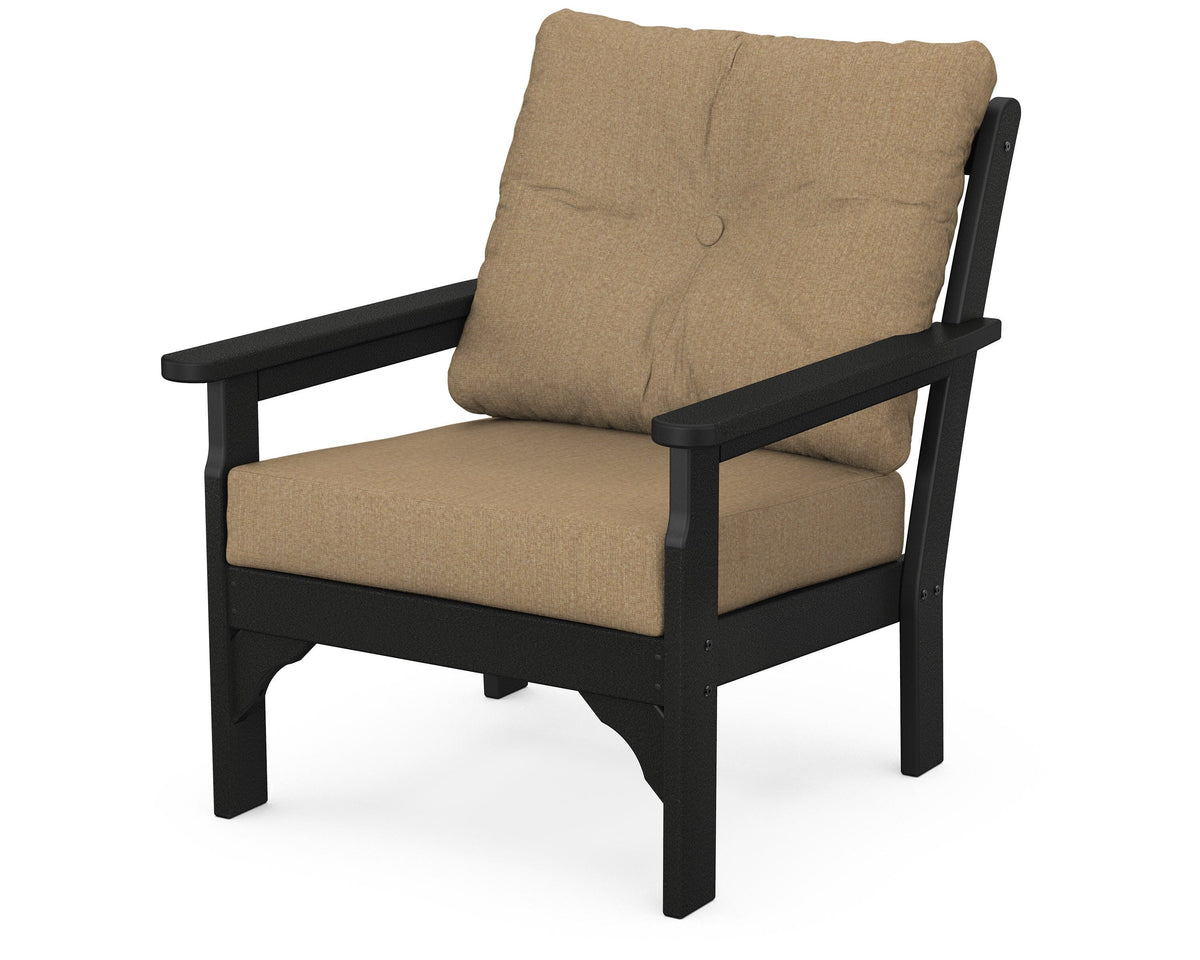 POLYWOOD Vineyard Deep Seating Chair in Black / Sesame