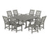 POLYWOOD Chinoiserie 9-Piece Square Dining Set with Trestle Legs in Slate Grey
