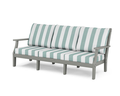 POLYWOOD Wovendale Deep Seating Sofa in Slate Grey / Cabana Stripe Glacier Spa