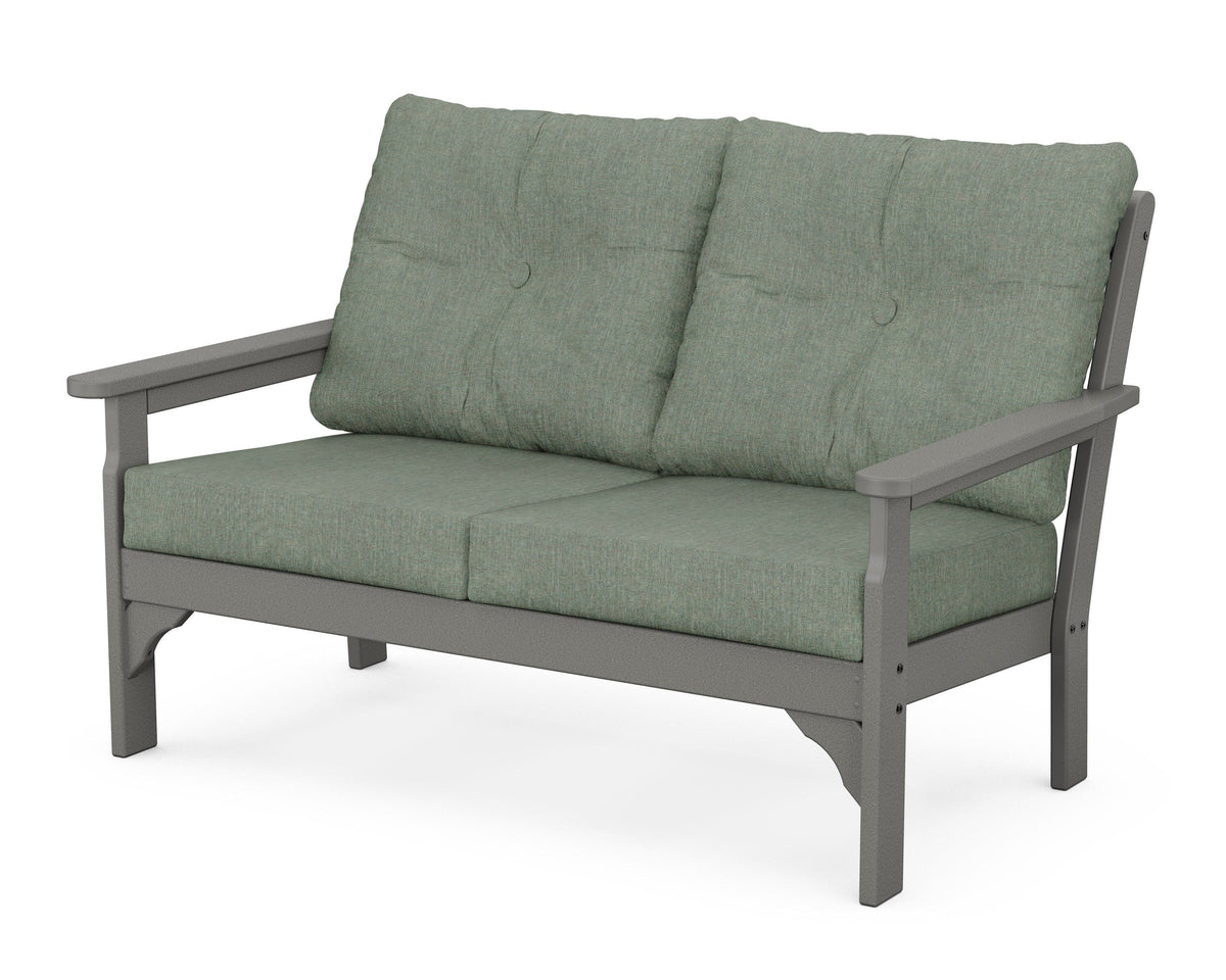 POLYWOOD Vineyard Deep Seating Loveseat in Slate Grey / Cast Sage