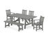 POLYWOOD Traditional Garden 6-Piece Rustic Farmhouse Dining Set with Bench in Slate Grey