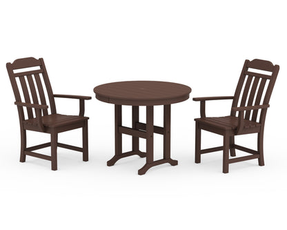 POLYWOOD Cottage 3-Piece Farmhouse Dining Set in Mahogany