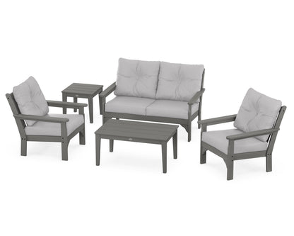 POLYWOOD Vineyard 5-Piece Deep Seating Set with Two Chairs and Loveseat in Slate Grey / Granite