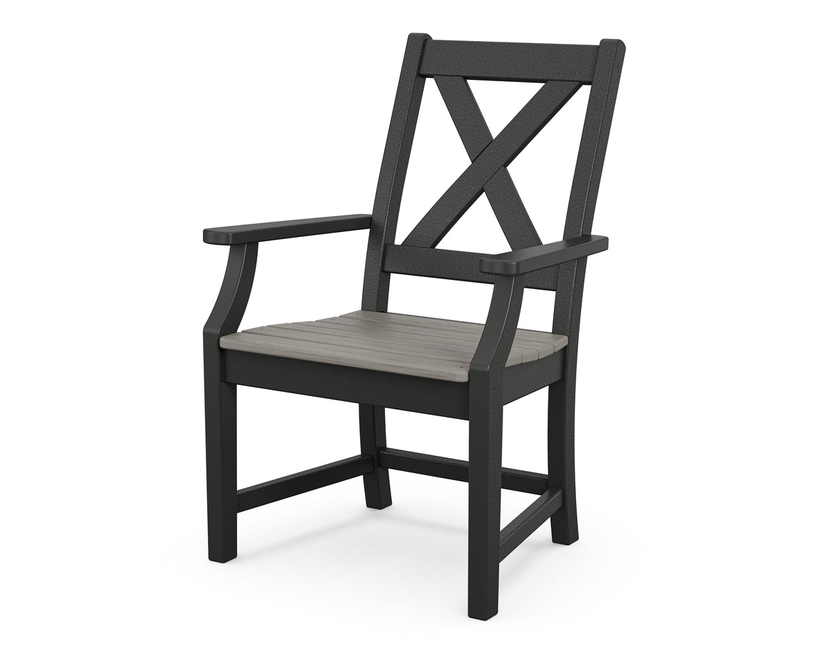 POLYWOOD Braxton Dining Arm Chair in Black / Driftwood