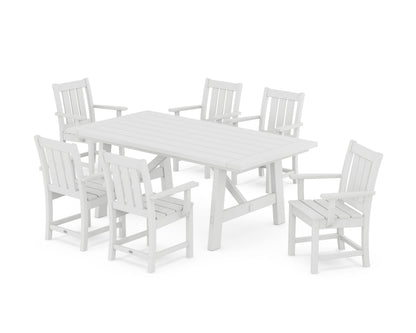 POLYWOOD Oxford Arm Chair 7-Piece Rustic Farmhouse Dining Set in White