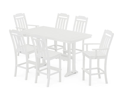 POLYWOOD Cottage 7-Piece Bar Set with Trestle Legs in White