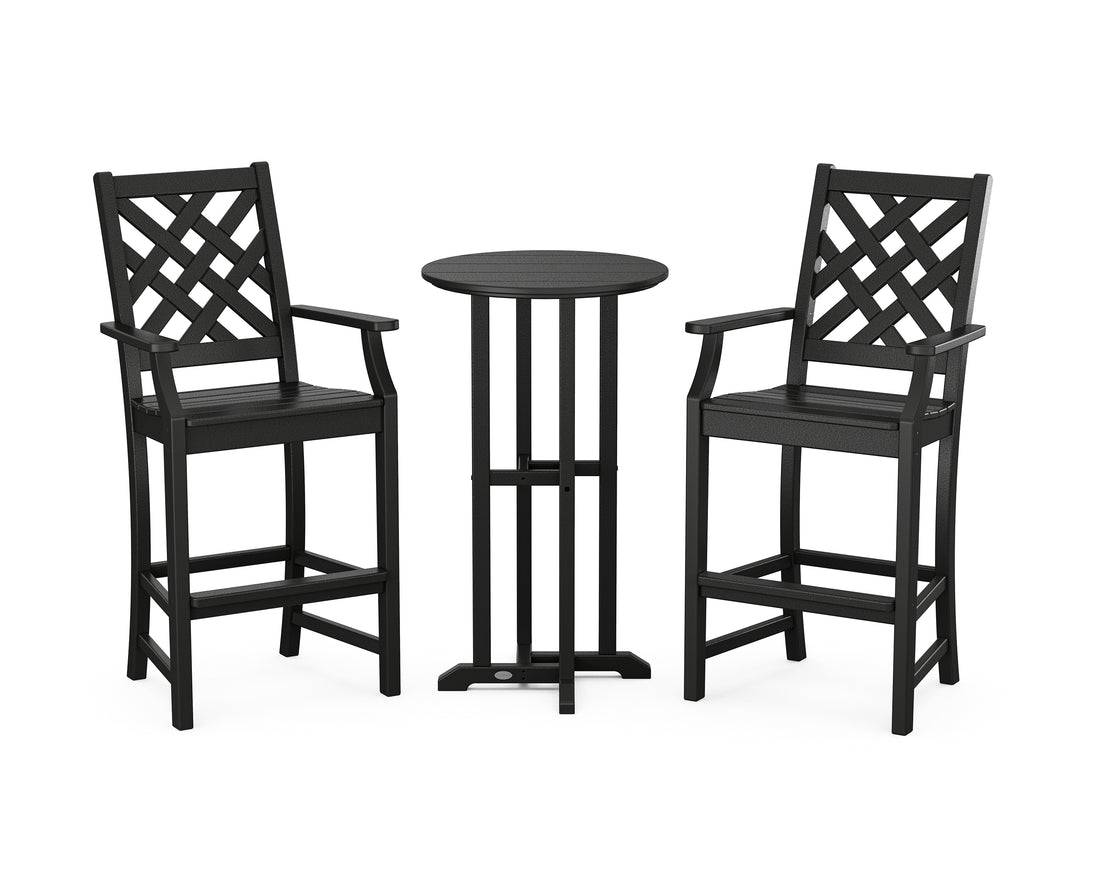 POLYWOOD Country Living Wovendale 3-Piece Farmhouse Bar Set in Black
