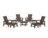 POLYWOOD Modern Grand Upright Adirondack 9-Piece Conversation Set in Mahogany