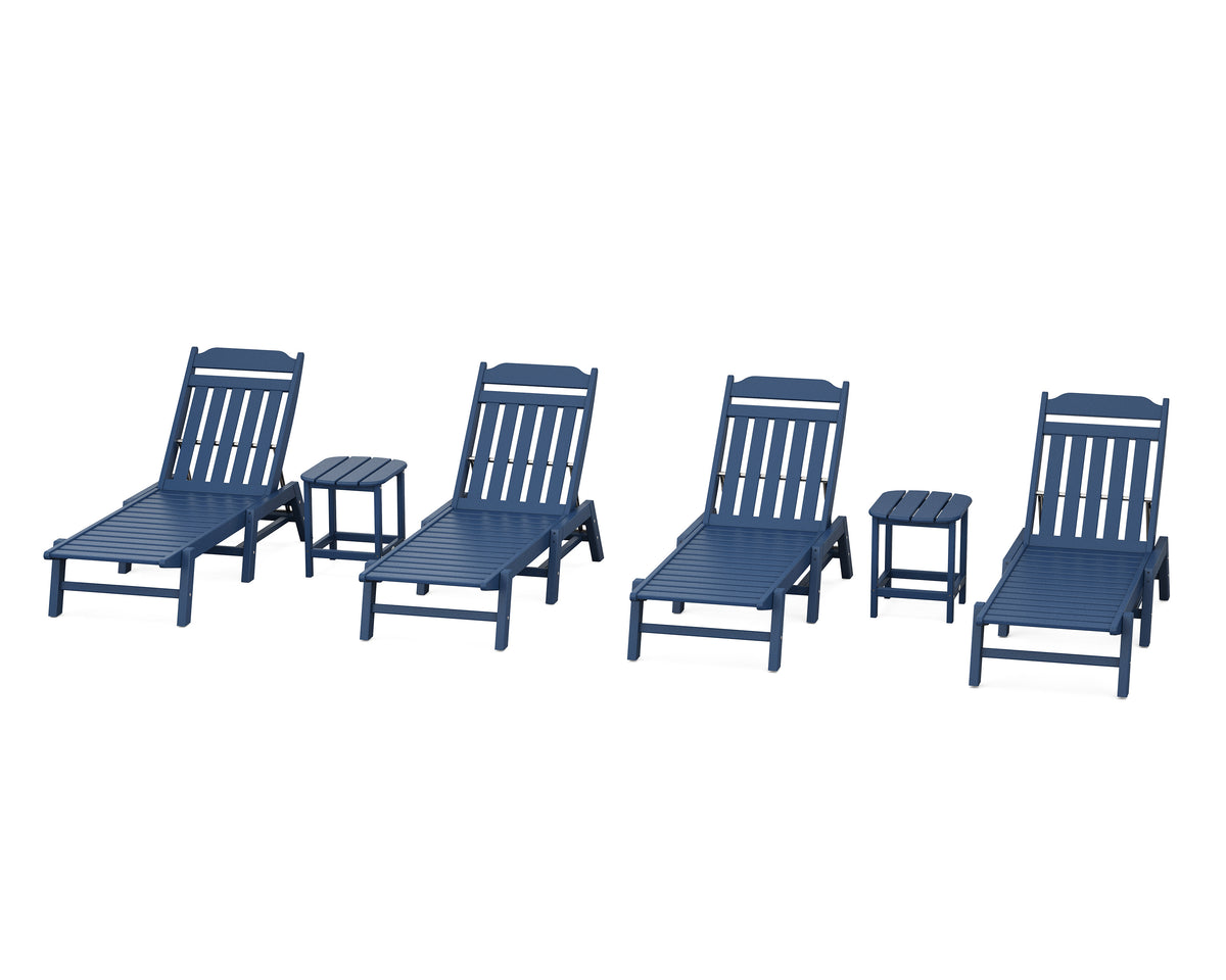 POLYWOOD Cottage 6-Piece Chaise Set in Navy