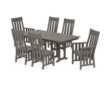POLYWOOD Acadia 7-Piece Farmhouse Dining Set in Driftwood