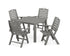 POLYWOOD Nautical Folding Highback Chair 5-Piece Parsons Dining Set in Slate Grey