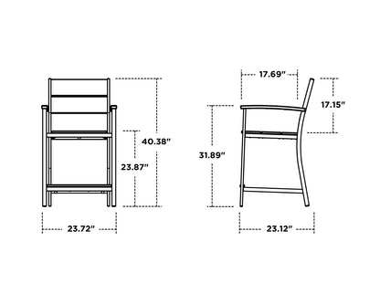 POLYWOOD Main Street Counter Arm Chair dimensions
