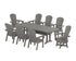 POLYWOOD Nautical Curveback Adirondack Swivel 9-Piece Dining Set with Trestle Legs in Slate Grey