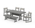 POLYWOOD EDGE Sling 6-Piece Farmhouse Dining Set With Trestle Legs in Slate Grey / Birch