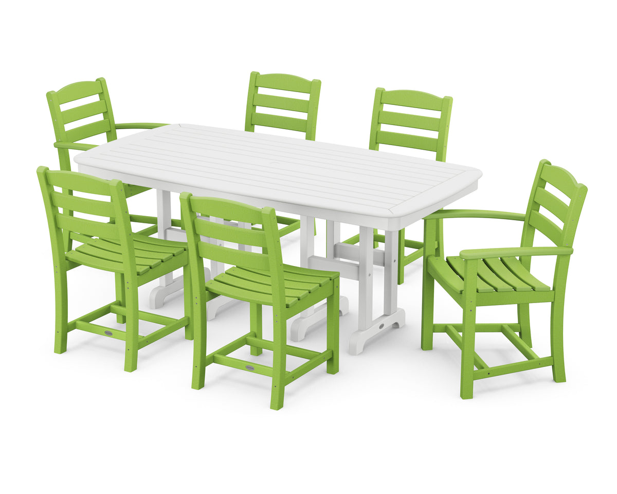 POLYWOOD La Casa Café 7-Piece Dining Set in Lime / White