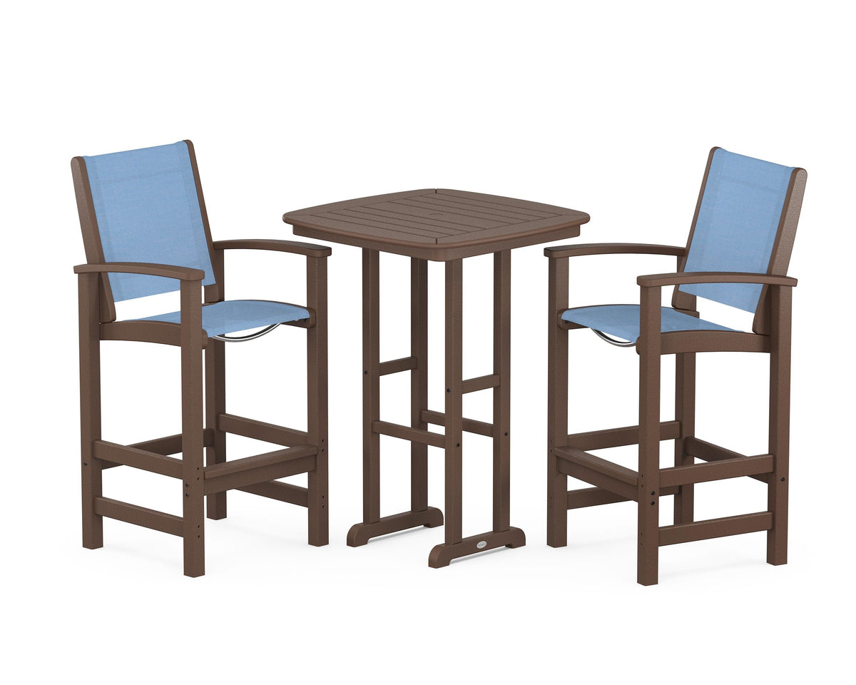 POLYWOOD Coastal 3-Piece Bar Set in Mahogany / Poolside