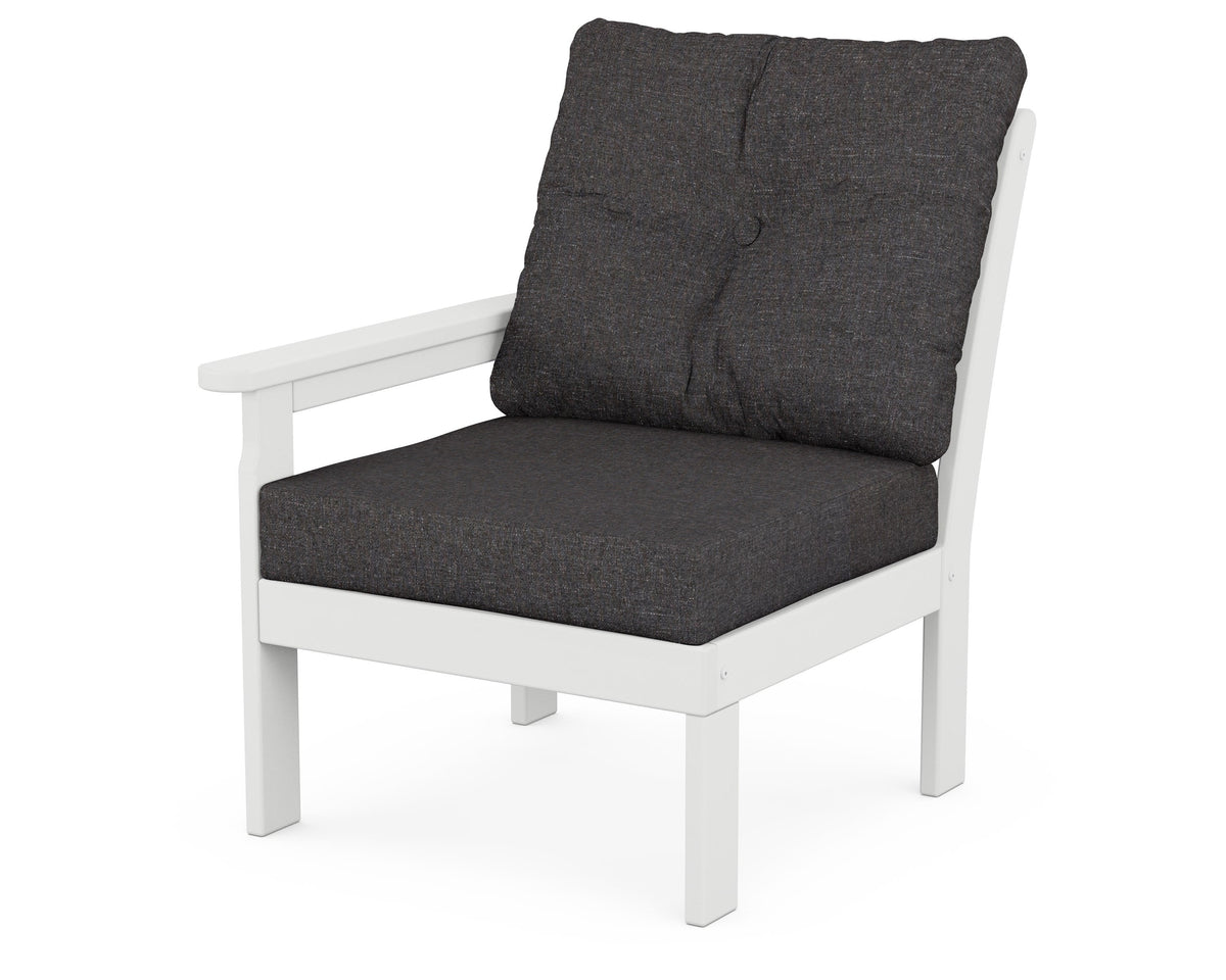 POLYWOOD Vineyard Modular Left Arm Chair in White / Ash Charcoal