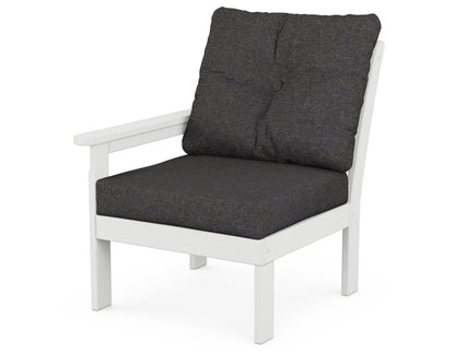 POLYWOOD Vineyard Modular Left Arm Chair in White / Ash Charcoal