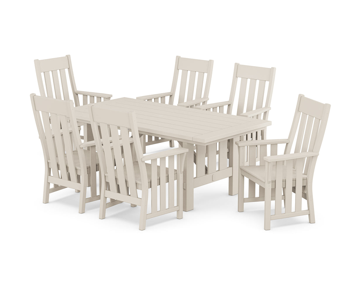 POLYWOOD Acadia Arm Chair 7-Piece Dining Set in Sand