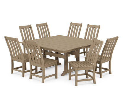 POLYWOOD Vineyard 9-Piece Farmhouse Trestle Dining Set in Vintage Sahara