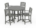 POLYWOOD La Casa Café 5-Piece Round Farmhouse Counter Dining Set in Slate Grey