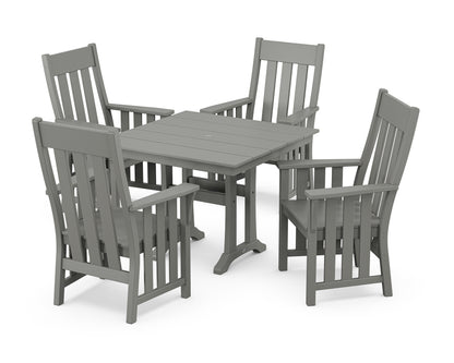 POLYWOOD Acadia 5-Piece Farmhouse Dining Set with Trestle Legs in Slate Grey