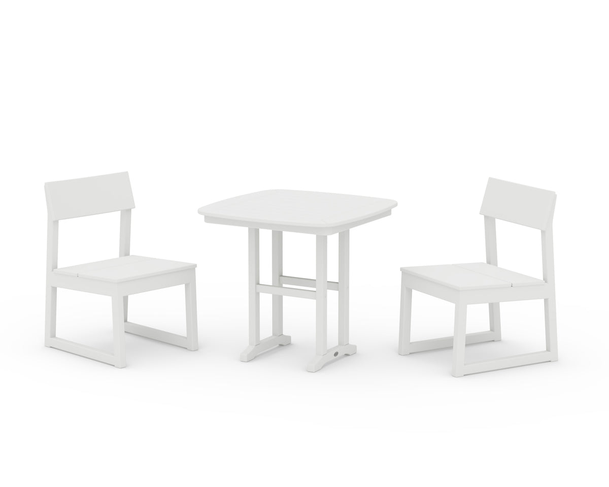 POLYWOOD EDGE Side Chair 3-Piece Dining Set in White