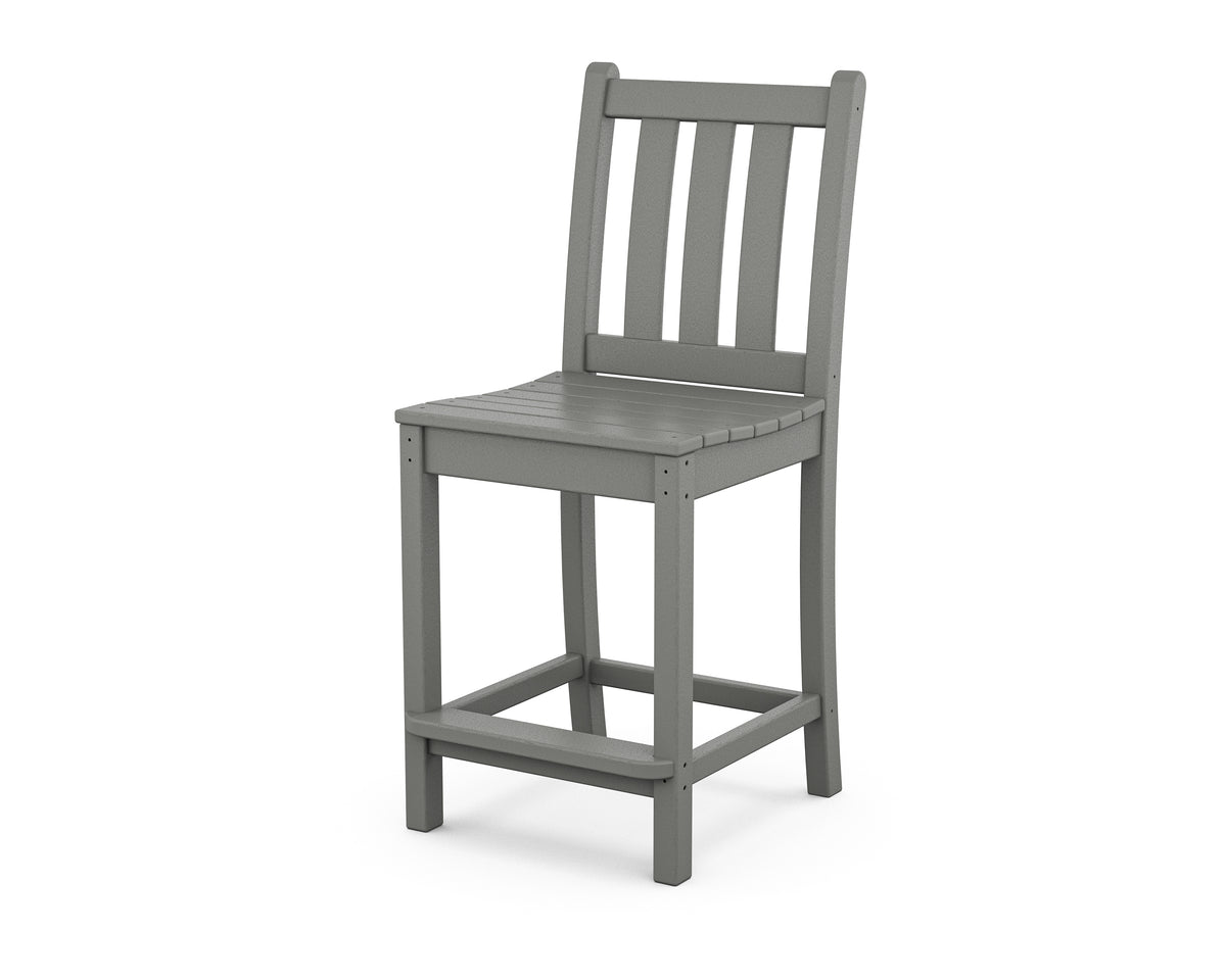 POLYWOOD Traditional Garden Counter Side Chair in Slate Grey