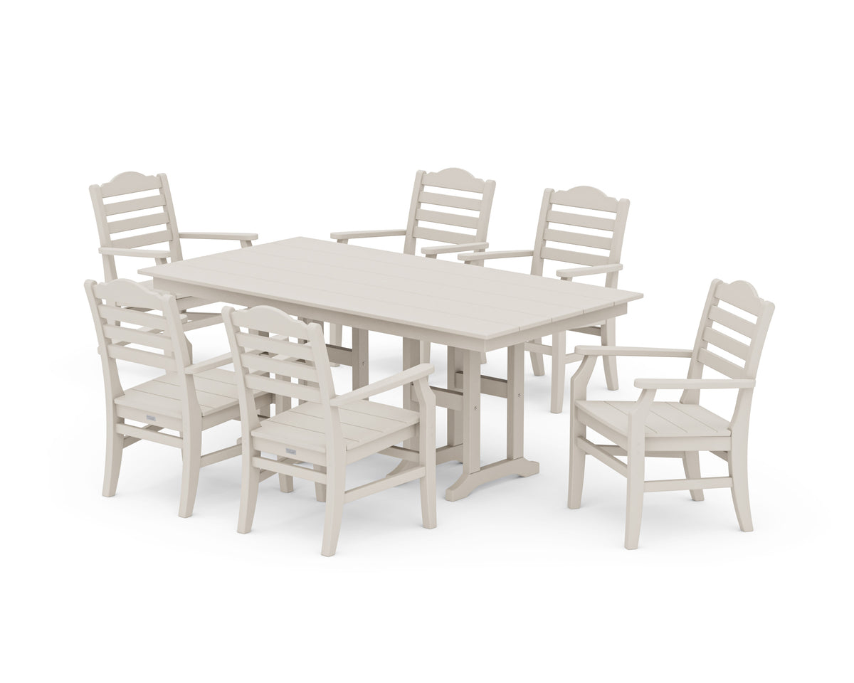 POLYWOOD Savannah Arm Chair 7-Piece Farmhouse Dining Set in Sand