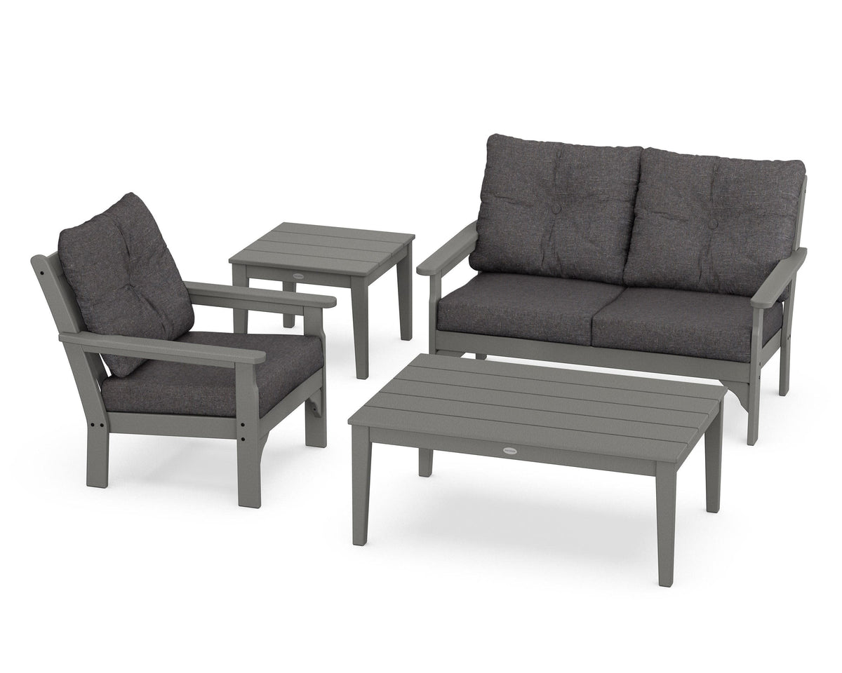 POLYWOOD Vineyard 4-Piece Deep Seating Set in Slate Grey / Ash Charcoal