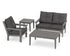 POLYWOOD Vineyard 4-Piece Deep Seating Set in Slate Grey / Ash Charcoal