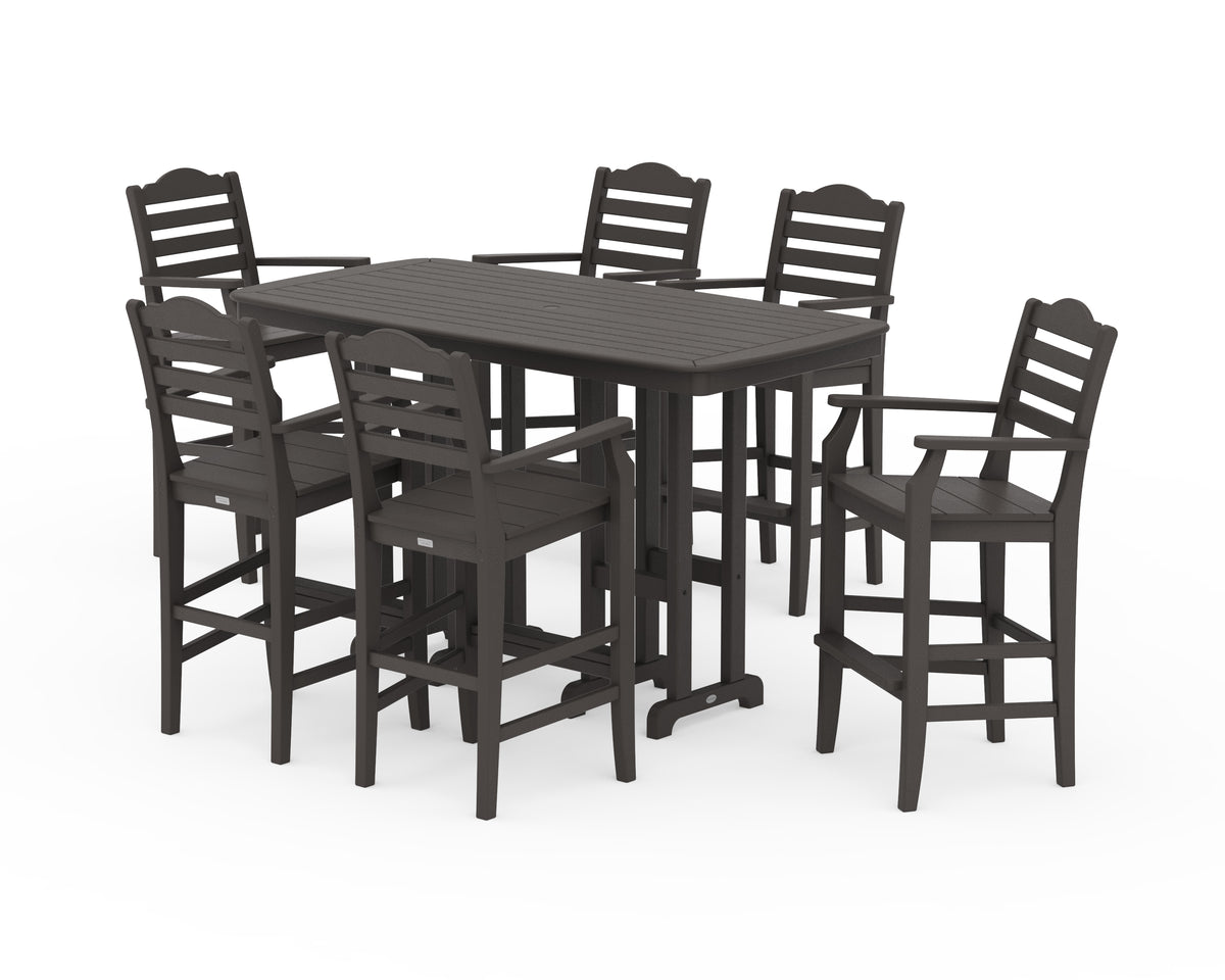 POLYWOOD Savannah Arm Chair 7-Piece Bar Set in Vintage Coffee