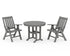 POLYWOOD Vineyard Folding Chair 3-Piece Round Dining Set in Slate Grey