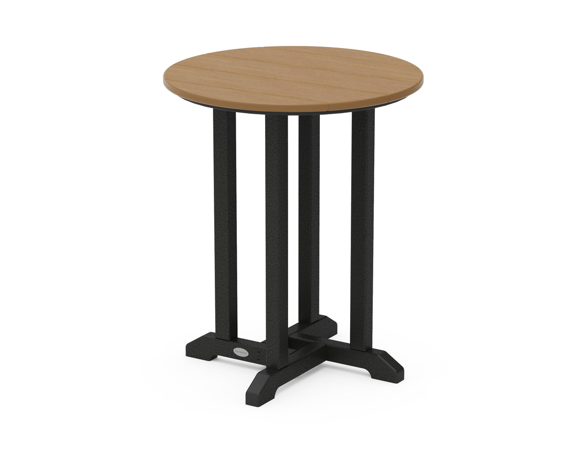 POLYWOOD Contempo 24" Round Dining Table in Black / Natural
